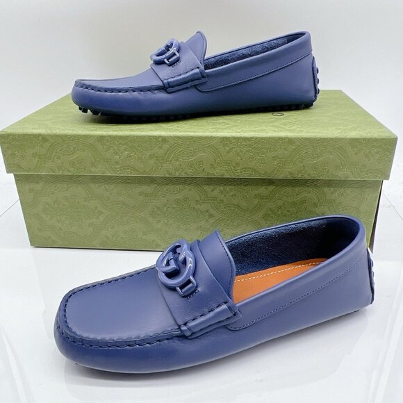 Gucci GG Interlocking Loafer Blue Driver Moccasin Shoes Logo Womens UK 5.5 US 8. - Picture 5 of 16